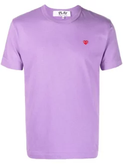 ( Nouvelle Collection ) Comme Des Garçons Play 4 PURPLE T-shirt à Patch Logo Homme