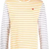 ( Nouvelle Collection ) Comme Des Garçons Play T-shirt à Détails Rayés GIALLO -Comme Des Garçons Play Soldes Boutique 18190527 38735216 600