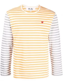( Nouvelle Collection ) Comme Des Garçons Play T-shirt à Détails Rayés GIALLO