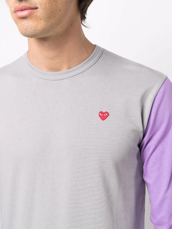 ( Nouvelle Collection ) Comme Des Garçons Play Grey T-shirt Colour Block à Logo Brodé Homme 7 ( Nouvelle Collection ) Comme Des Garçons Play Grey T-shirt Colour Block à Logo Brodé Homme – Image 5