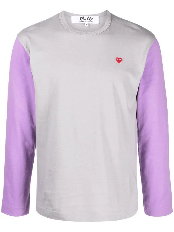 ( Nouvelle Collection ) Comme Des Garçons Play Grey T-shirt Colour Block à Logo Brodé Homme 3 ( Nouvelle Collection ) Comme Des Garçons Play Grey T-shirt Colour Block à Logo Brodé Homme