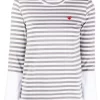 ( Nouvelle Collection ) Comme Des Garçons Play Grey/white T-shirt Rayé à Manches Longues Femme -Comme Des Garçons Play Soldes Boutique 18196498 39147172 600