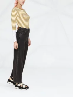 ( Nouvelle Collection ) Comme Des Garçons Play OLIVE/WHITE T-shirt Rayé à Manches Longues Femme -Comme Des Garçons Play Soldes Boutique 18196500 39236872 600