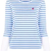 ( Nouvelle Collection ) Comme Des Garçons Play T-shirt Rayé à Manches Longues BLUE/WHITE -Comme Des Garçons Play Soldes Boutique 18197676 39155925 600