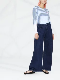 ( Nouvelle Collection ) Comme Des Garçons Play T-shirt Rayé à Manches Longues BLUE/WHITE -Comme Des Garçons Play Soldes Boutique 18197676 39155967 600