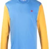 ( Nouvelle Collection ) Comme Des Garçons Play T-shirt Colour Block à Logo Brodé 1 BLUE YELLOW -Comme Des Garçons Play Soldes Boutique 18209109 39504324 600
