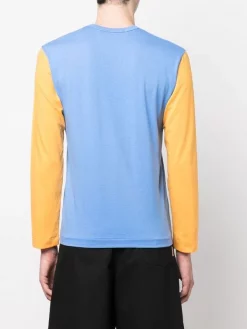 ( Nouvelle Collection ) Comme Des Garçons Play T-shirt Colour Block à Logo Brodé 1 BLUE YELLOW -Comme Des Garçons Play Soldes Boutique 18209109 39506352 600