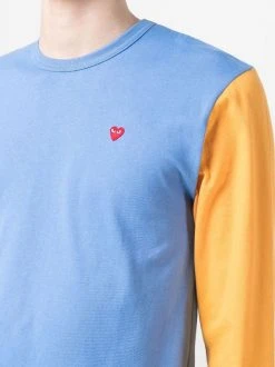 ( Nouvelle Collection ) Comme Des Garçons Play T-shirt Colour Block à Logo Brodé 1 BLUE YELLOW -Comme Des Garçons Play Soldes Boutique 18209109 39507030 600