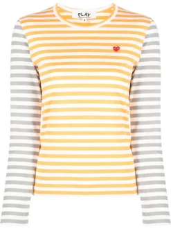 Comme Des Garçons Play T-shirt Rayé à Patch Logo Femme