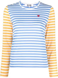 ( Nouvelle Collection ) Comme Des Garçons Play T-shirt Rayé à Patch Logo Femme