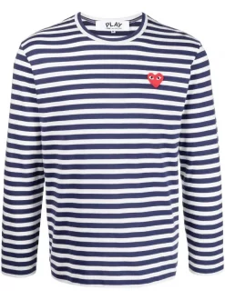 ( Nouvelle Collection ) Comme Des Garçons Play NAVY/WHITE T-shirt à Patch Cœur Homme