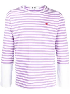 ( Nouvelle Collection ) Comme Des Garçons Play Haut Rayé à Patch Cœur Homme