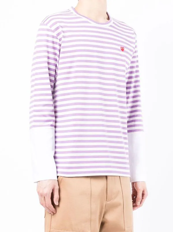 ( Nouvelle Collection ) Comme Des Garçons Play Haut Rayé à Patch Cœur Homme 5 ( Nouvelle Collection ) Comme Des Garçons Play Haut Rayé à Patch Cœur Homme – Image 3