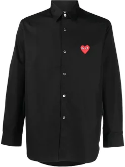 ( Nouvelle Collection ) Comme Des Garçons Play 1 BLACK Chemise à Logo Brodé Homme