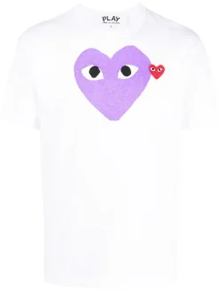 ( Nouvelle Collection ) Comme Des Garçons Play WHITE T-shirt à Imprimé Cœur Homme