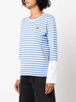 ( Nouvelle Collection ) Comme Des Garçons Play T-shirt En Coton à Patch Cœur Femme -Comme Des Garçons Play Soldes Boutique 18278500 39430232 600