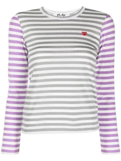 ( Nouvelle Collection ) Comme Des Garçons Play T-shirt En Coton à Patch Cœur GREY/PURPLE