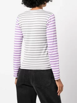( Nouvelle Collection ) Comme Des Garçons Play T-shirt En Coton à Patch Cœur GREY/PURPLE -Comme Des Garçons Play Soldes Boutique 18278519 39430245 600