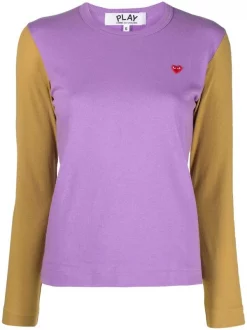 ( Nouvelle Collection ) Comme Des Garçons Play Pull Bicolore En Maille 4 Purple Olive